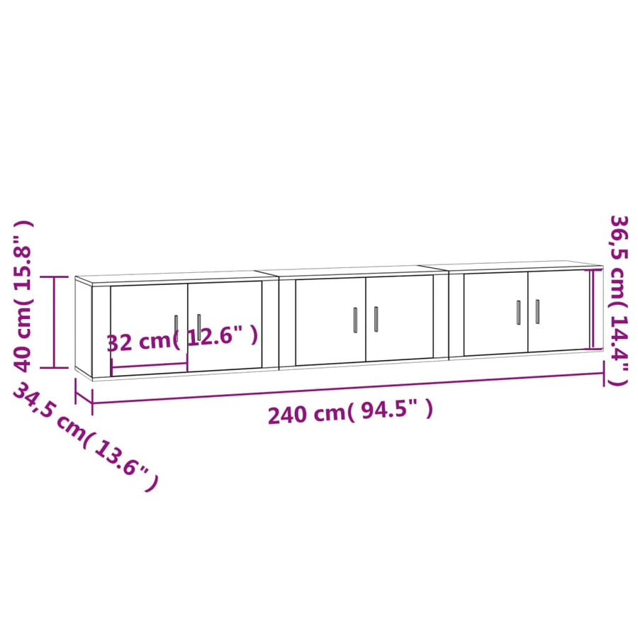 Tv-Wandmeubels 80X34,5X40 Cm Kleurig 80 x 34.5 x 40 cm Sonoma eiken