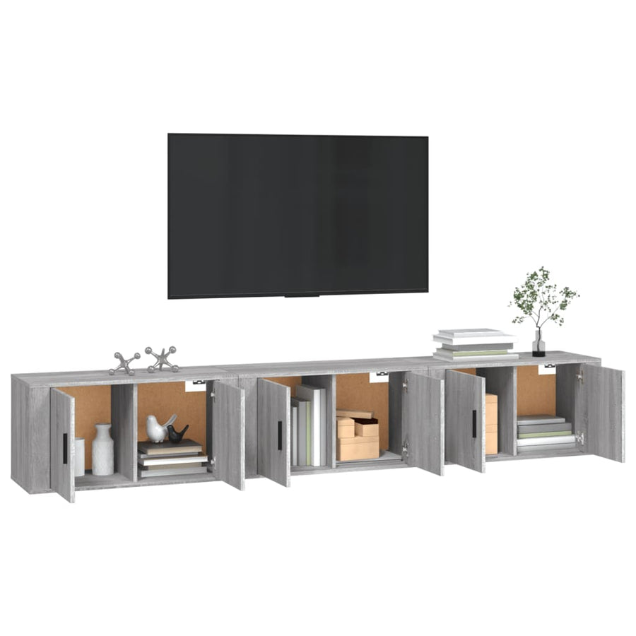 Tv-Wandmeubels 80X4,5X40 Cm Eikenkleurig 3 80 x 34.5 x 40 cm Grijs sonoma