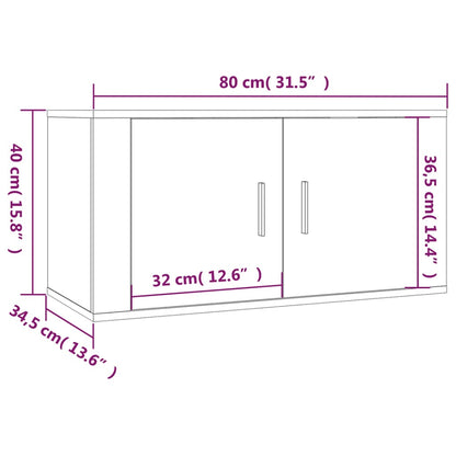 Tv-Wandmeubels 80X4,5X40 Cm Eikenkleurig 3 80 x 34.5 x 40 cm Grijs sonoma