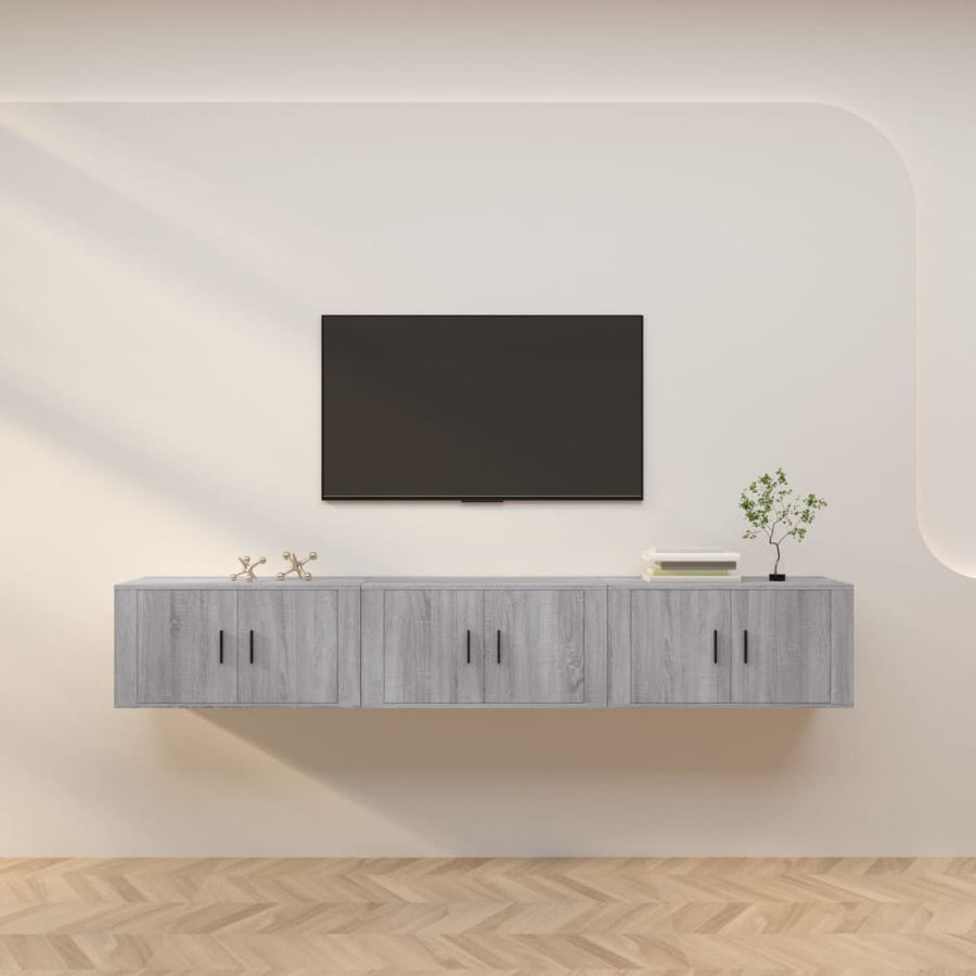 Tv-Wandmeubels 80X4,5X40 Cm Eikenkleurig 3 80 x 34.5 x 40 cm Grijs sonoma