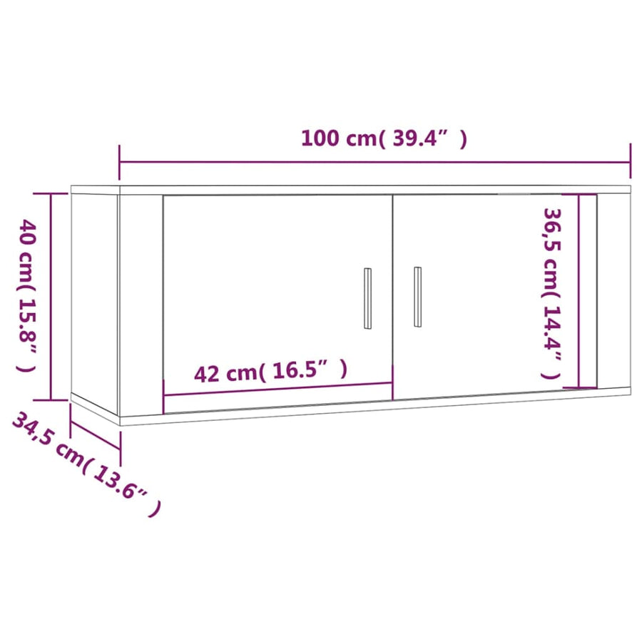 Tv-Wandmeubels 100X34,5X40 Cm Kleurig 2 100 cm Gerookt eiken
