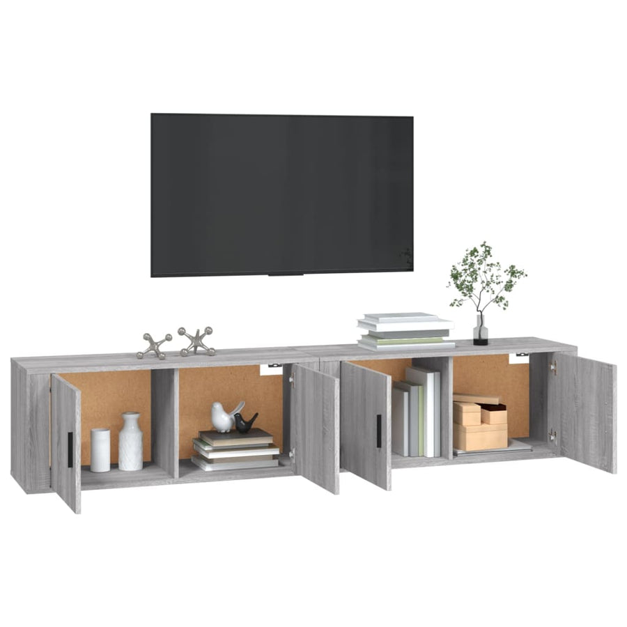 Tv-Wandmeubels 100X34,5X40 Cm Eikenkleurig 2 100 cm Grijs sonoma