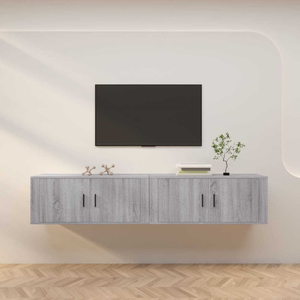 Tv-Wandmeubels 100X34,5X40 Cm Eikenkleurig 2 100 cm Grijs sonoma