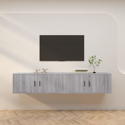 Tv-Wandmeubels 100X34,5X40 Cm Eikenkleurig 2 100 cm Grijs sonoma