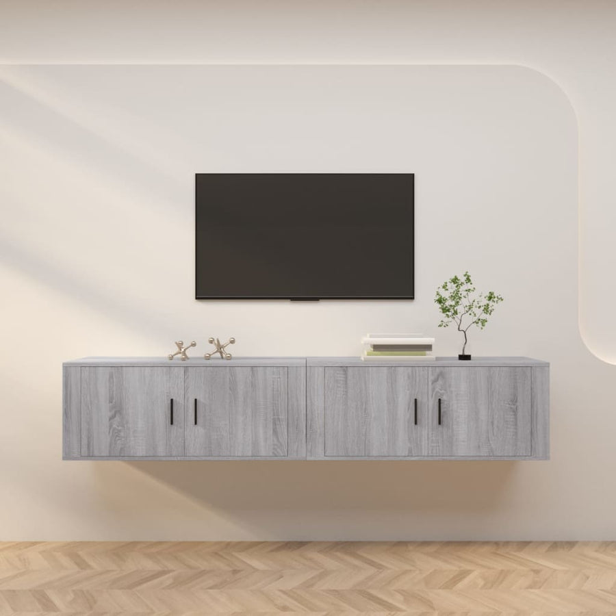 Tv-Wandmeubels 100X34,5X40 Cm Eikenkleurig 2 100 cm Grijs sonoma