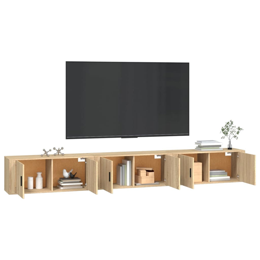 Tv-Wandmeubels 3 St 100X34,5X40 Cm Sonoma Eikenkleurig 100 x 34.5 x 40 cm
