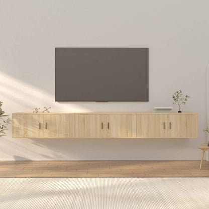 Tv-Wandmeubels 3 St 100X34,5X40 Cm Sonoma Eikenkleurig 100 x 34.5 x 40 cm