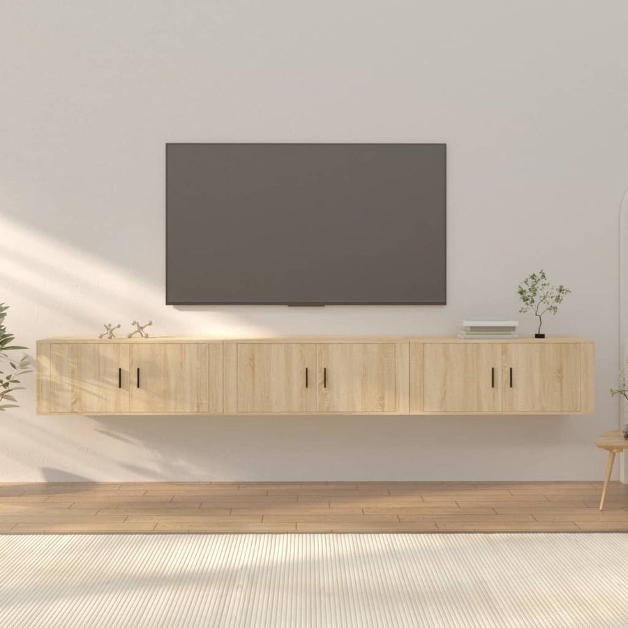 Tv-Wandmeubels 3 St 100X34,5X40 Cm Sonoma Eikenkleurig 100 x 34.5 x 40 cm