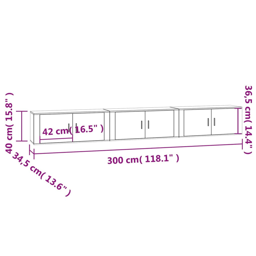 Tv-Wandmeubels 100X34,5X40 Cm 100 cm Betongrijs