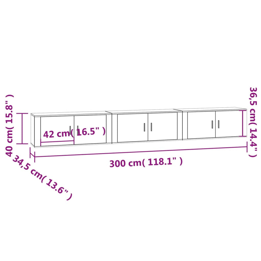 Tv-Wandmeubels 100X34,5X40 Cm Kleurig 100 cm Gerookt eiken
