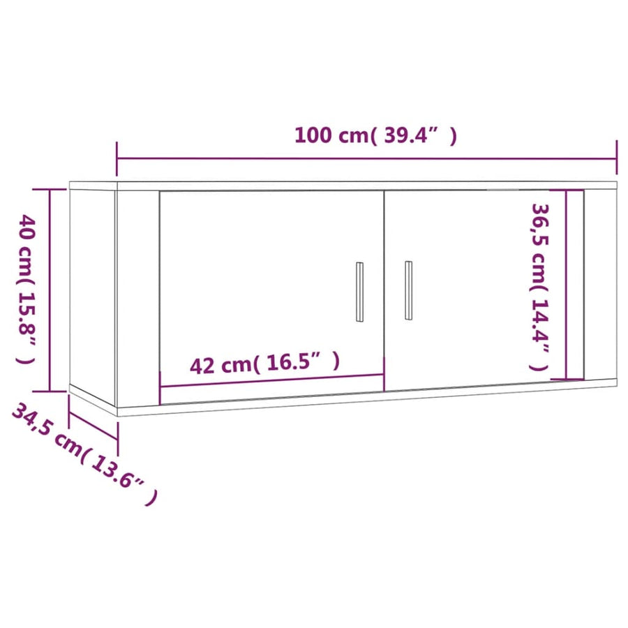 Tv-Wandmeubels 100X34,5X40 Cm Kleurig 100 cm Gerookt eiken