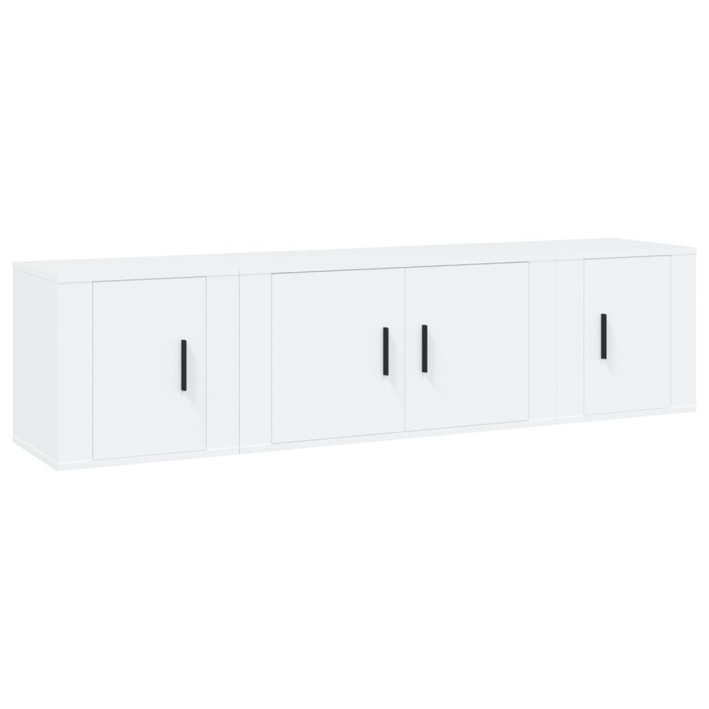 -Delige Tv-Meubelset Bewerkt Hout Wit