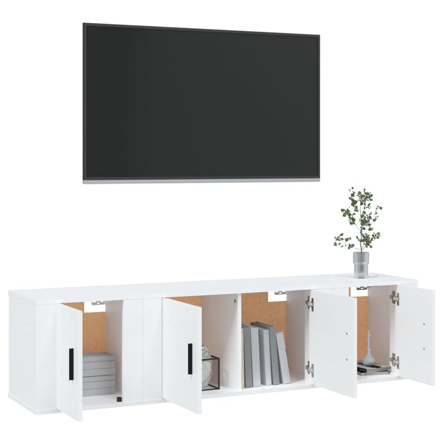 -Delige Tv-Meubelset Bewerkt Hout Wit