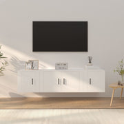 Tv-meubelset 3-delig bewerkt hout wit wandmontage