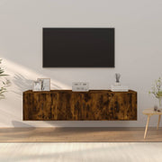 Tv-meubelset 3-delig bewerkt hout gerookt eikenkleurig