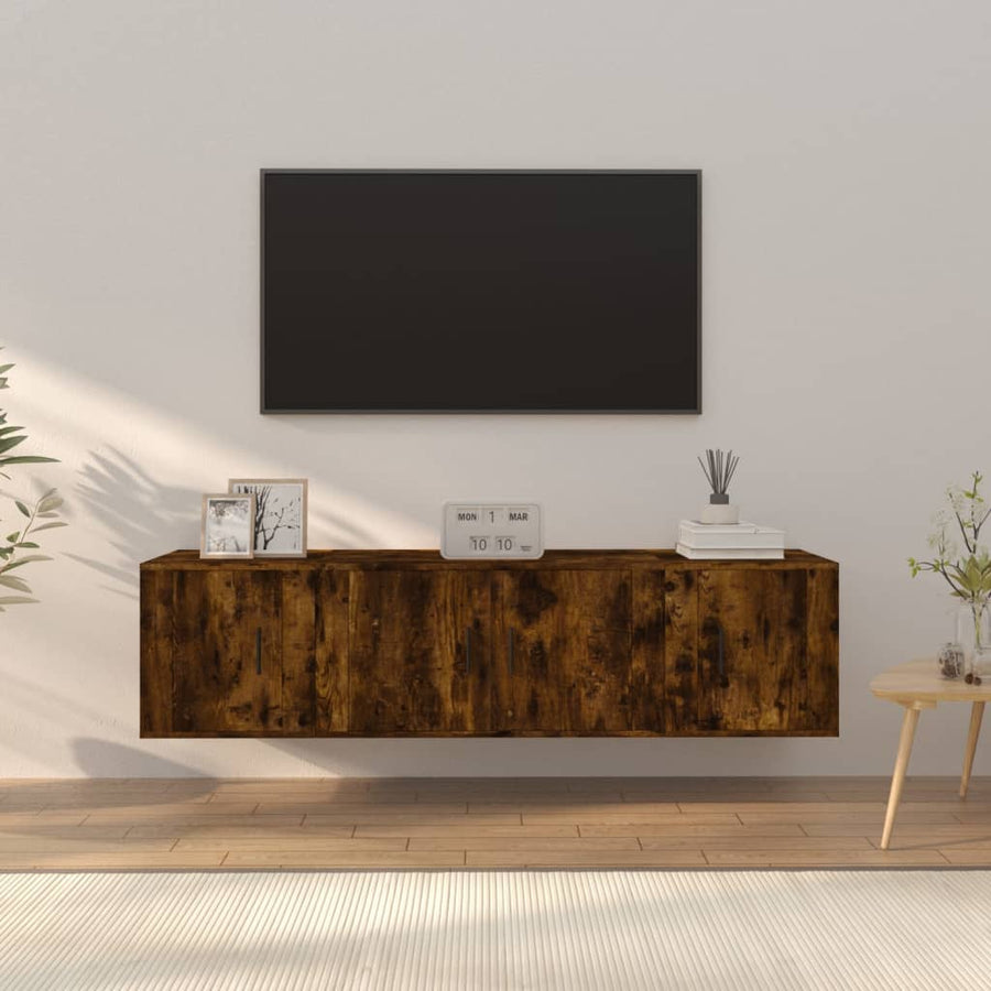 -Delige Tv-Meubelset Bewerkt Hout Kleurig Gerookt eiken