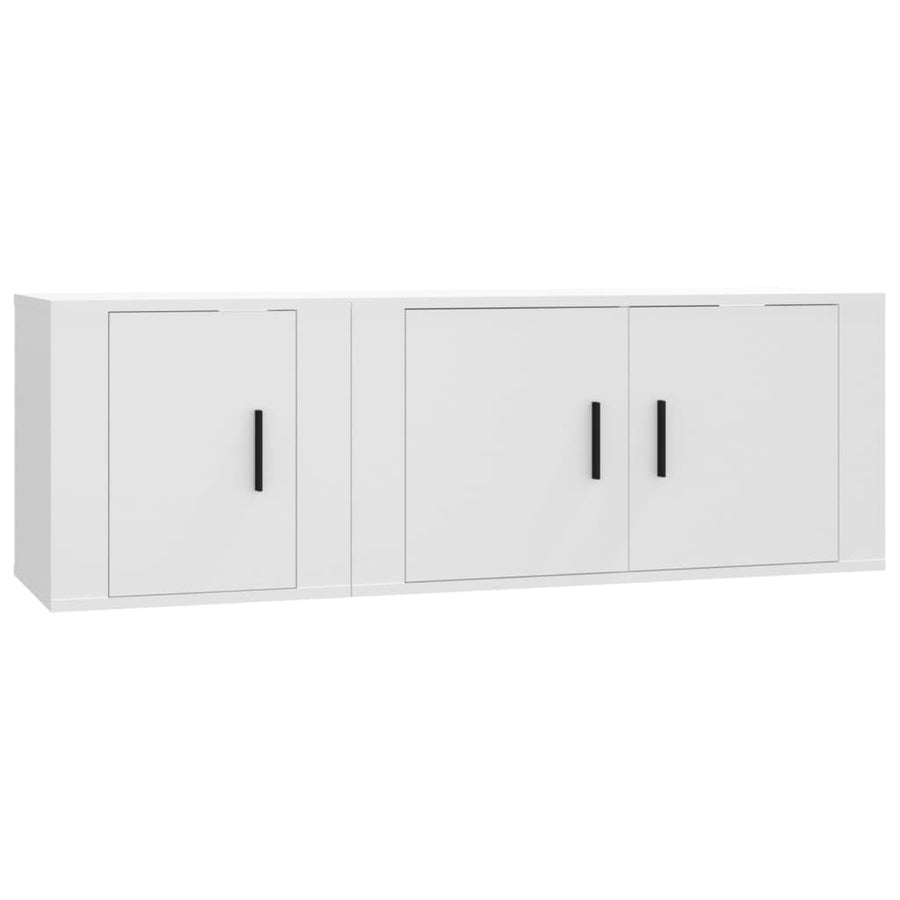 -Delige Tv-Meubelset Bewerkt Hout Wit