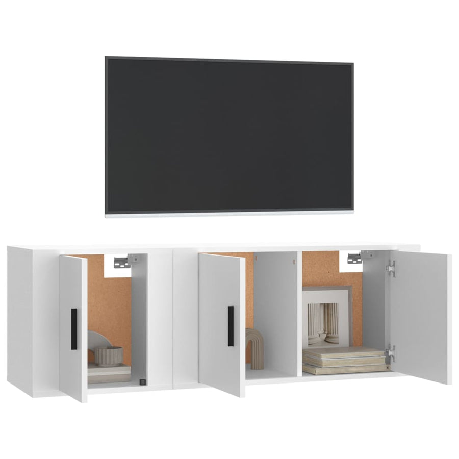 -Delige Tv-Meubelset Bewerkt Hout Wit