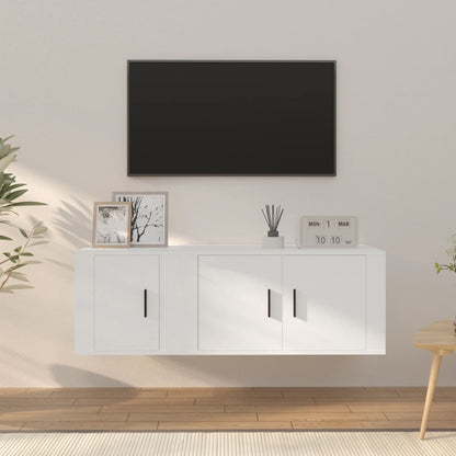 -Delige Tv-Meubelset Bewerkt Hout Wit