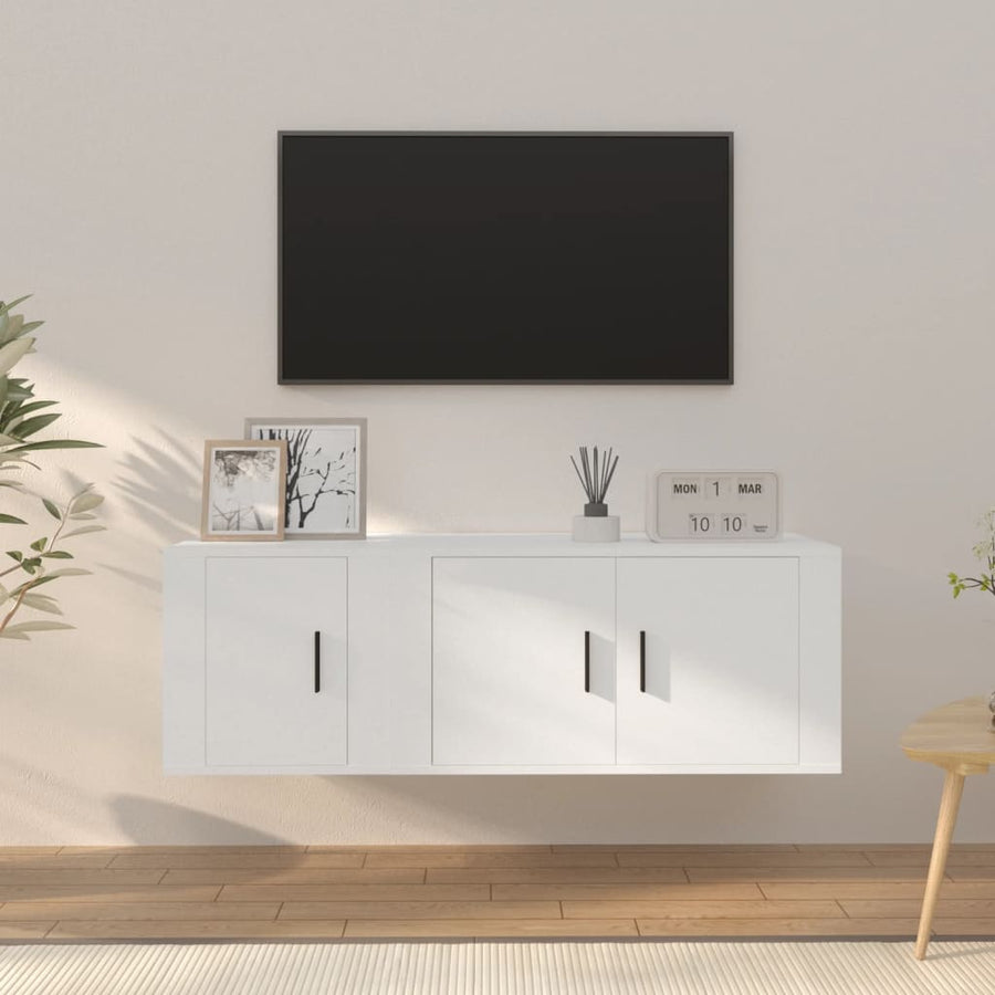 -Delige Tv-Meubelset Bewerkt Hout Wit