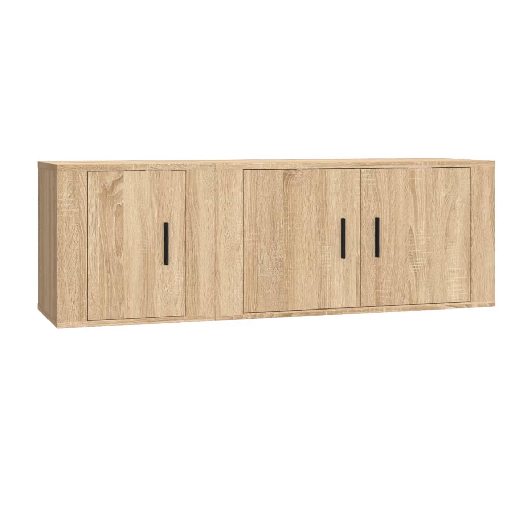 2-Delige Tv-Meubelset Bewerkt Hout Kleurig Sonoma eiken