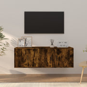 Tv-meubelset 2-delig bewerkt hout gerookt eiken