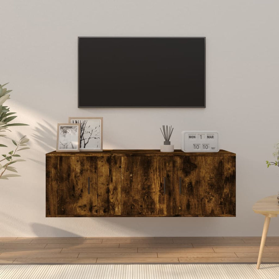 -Delige Tv-Meubelset Bewerkt Hout Kleurig Gerookt eiken