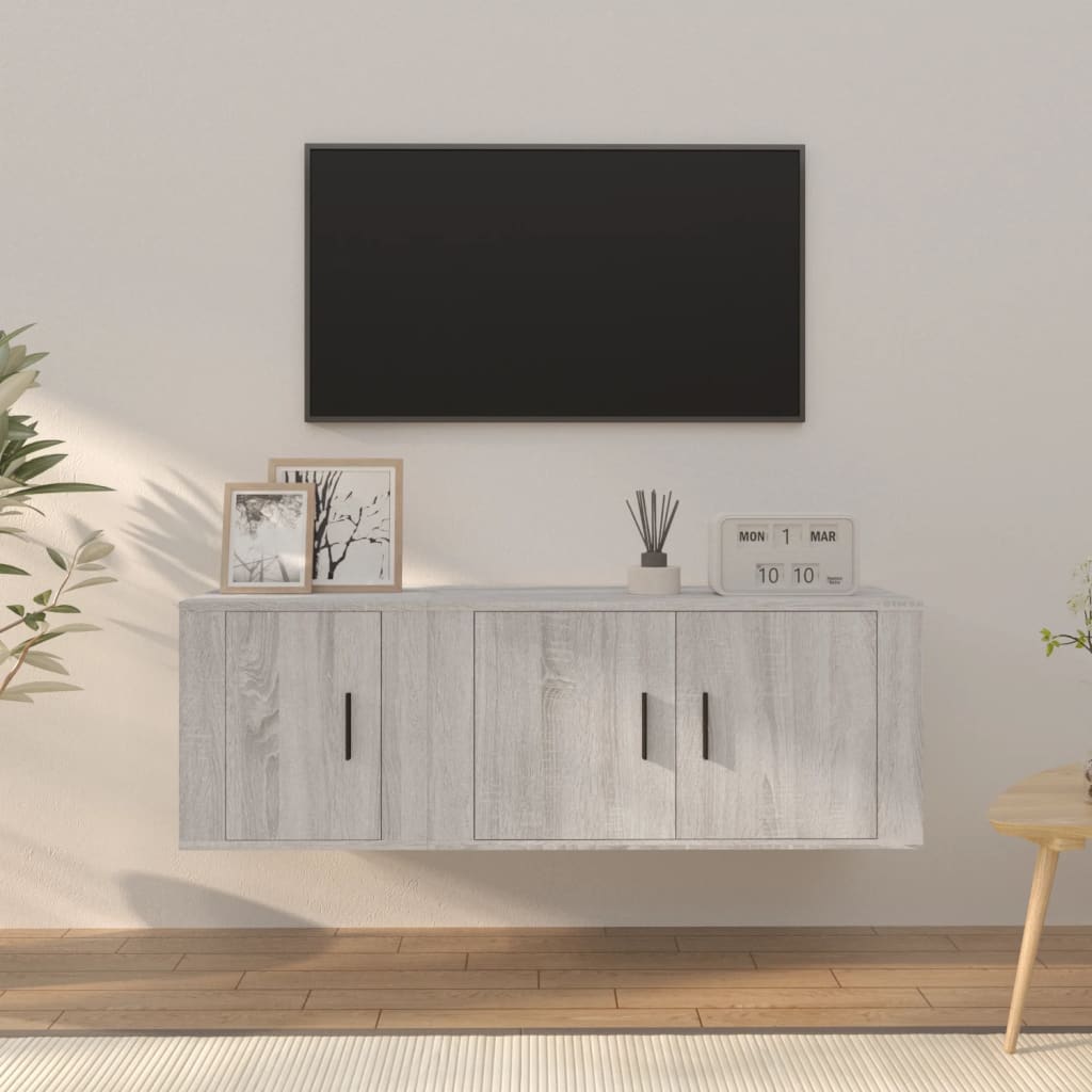 -Delige Tv-Meubelset Bewerkt Hout Eikenkleurig Grijs sonoma