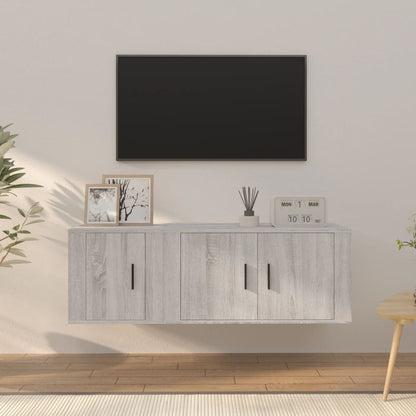 -Delige Tv-Meubelset Bewerkt Hout Eikenkleurig Grijs sonoma