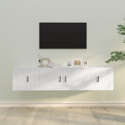 Tv-meubelset 3-delig bewerkt hout wit