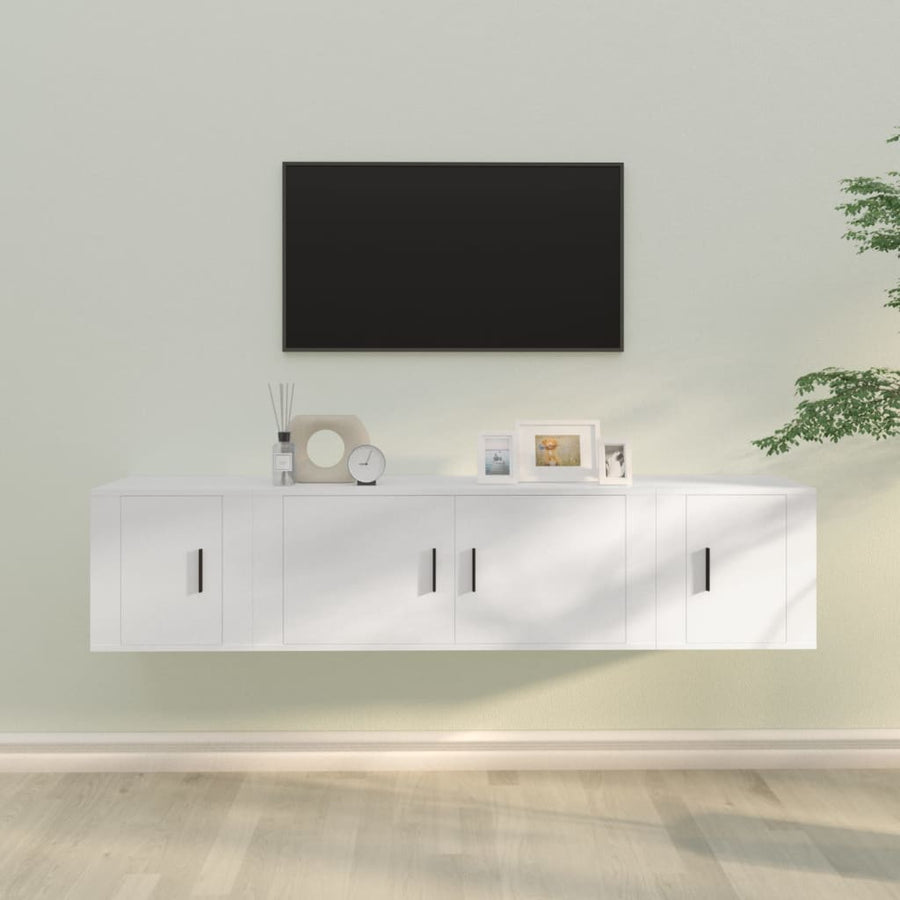 3-Delige Tv-Meubelset Bewerkt Hout Wit