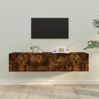 3-piece TV cabinet set engineered wood smoked oak-colored