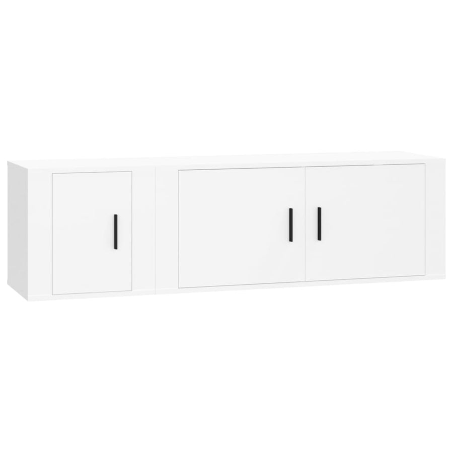 2-Delige Tv-Meubelset Bewerkt Hout Wit