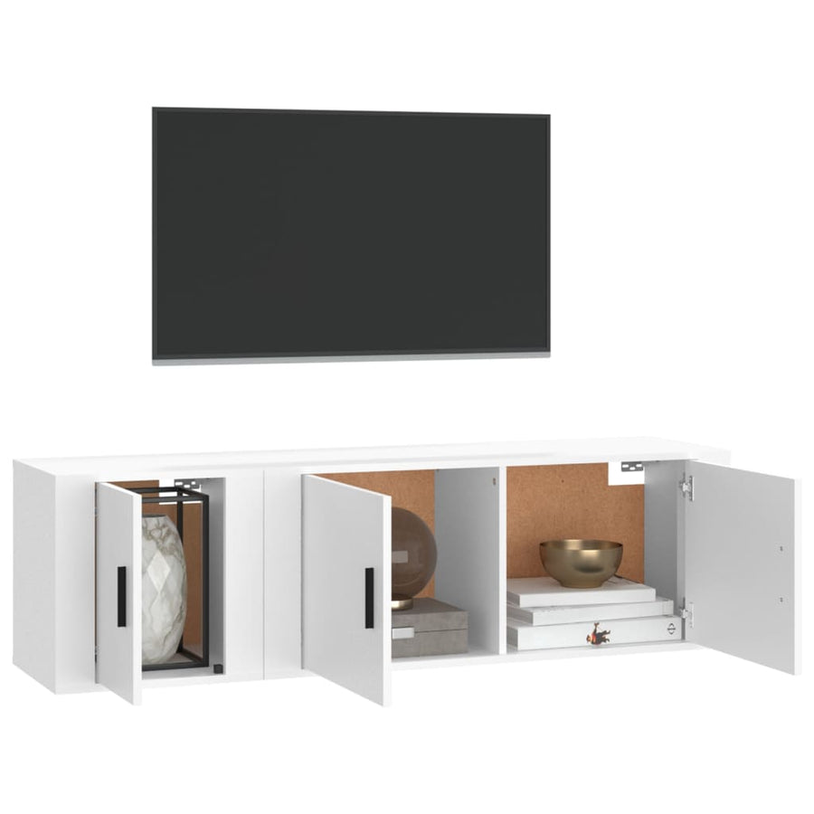 2-Delige Tv-Meubelset Bewerkt Hout Wit