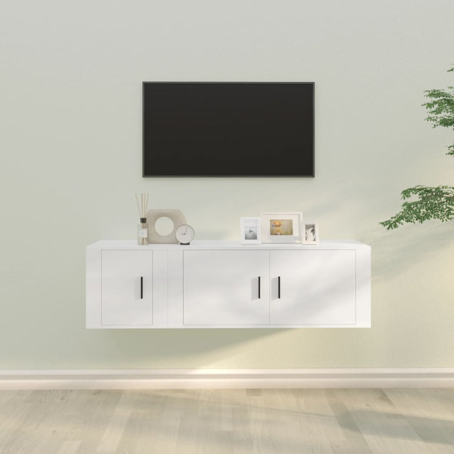 2-Delige Tv-Meubelset Bewerkt Hout Wit
