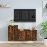 Tv-meubelset 2-delig bewerkt hout gerookt eiken