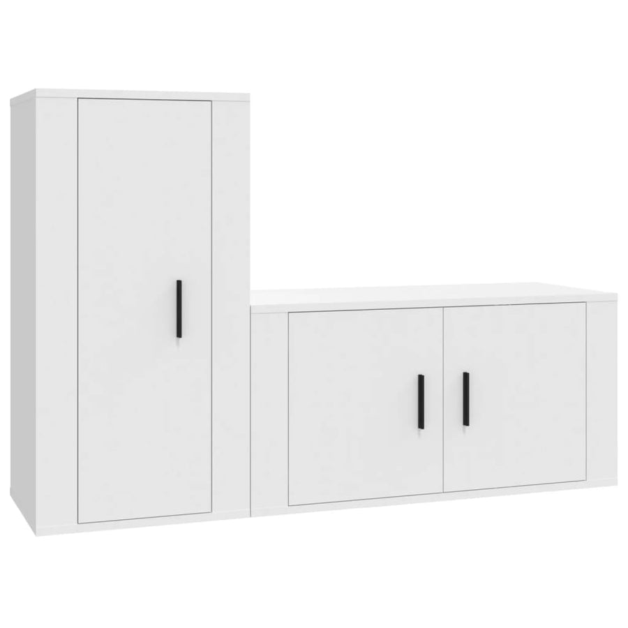 -Delige Tv-Meubelset Bewerkt Hout Wit