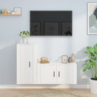 Tv-meubelset 2-delig bewerkt hout wit wandmontage