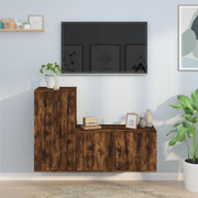 Tv-meubelset 2-delig bewerkt hout gerookt eiken