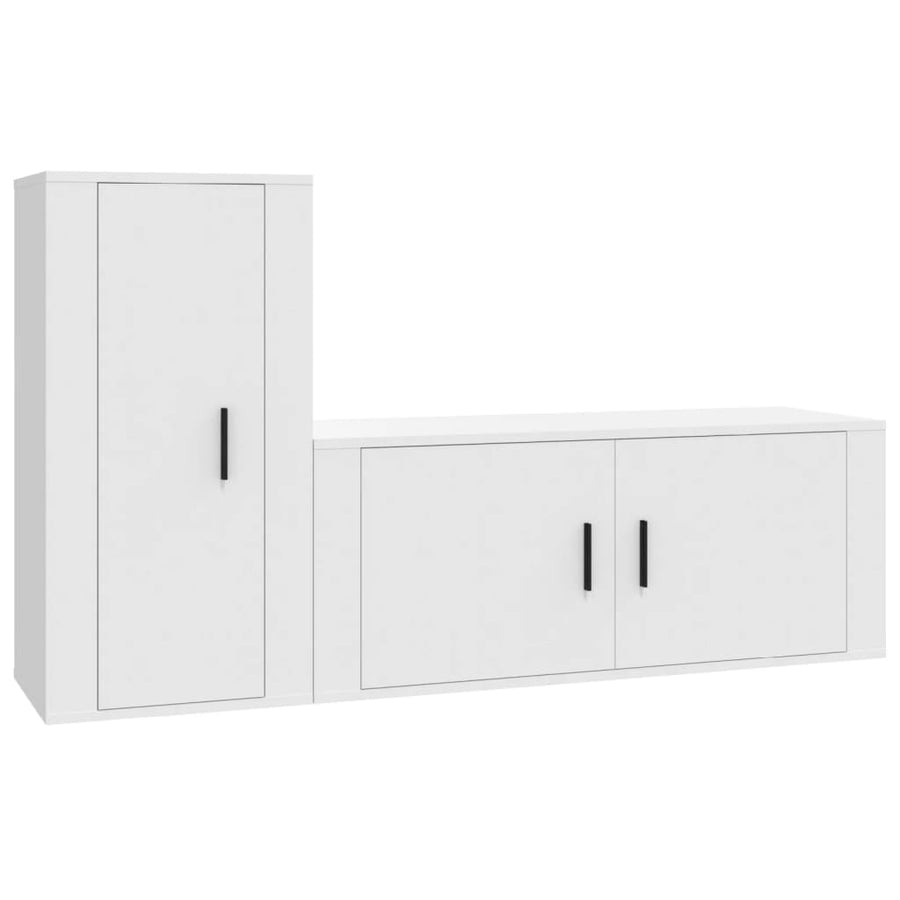 2-Delige Tv-Meubelset Bewerkt Hout Wit