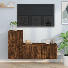 2-piece TV cabinet set engineered wood smoked oak