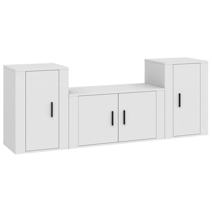 -Delige Tv-Meubelset Bewerkt Hout Wit