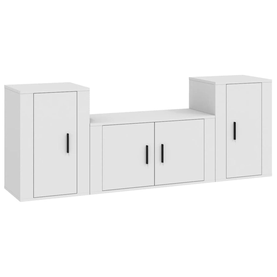 -Delige Tv-Meubelset Bewerkt Hout Wit