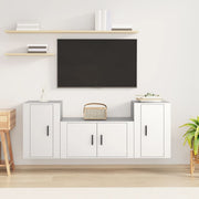 Tv-meubelset 3-delig bewerkt hout wit