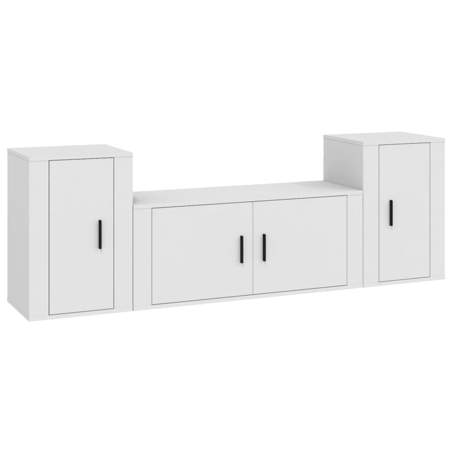 -Delige Tv-Meubelset Bewerkt Hout Wit