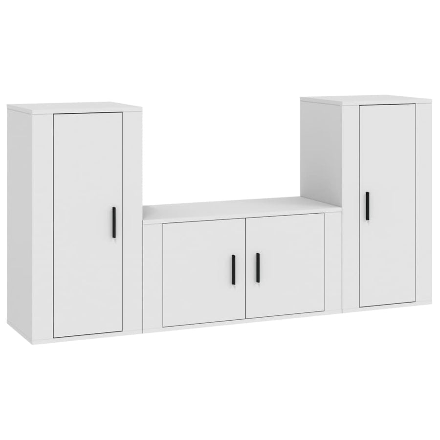 -Delige Tv-Meubelset Bewerkt Hout Wit