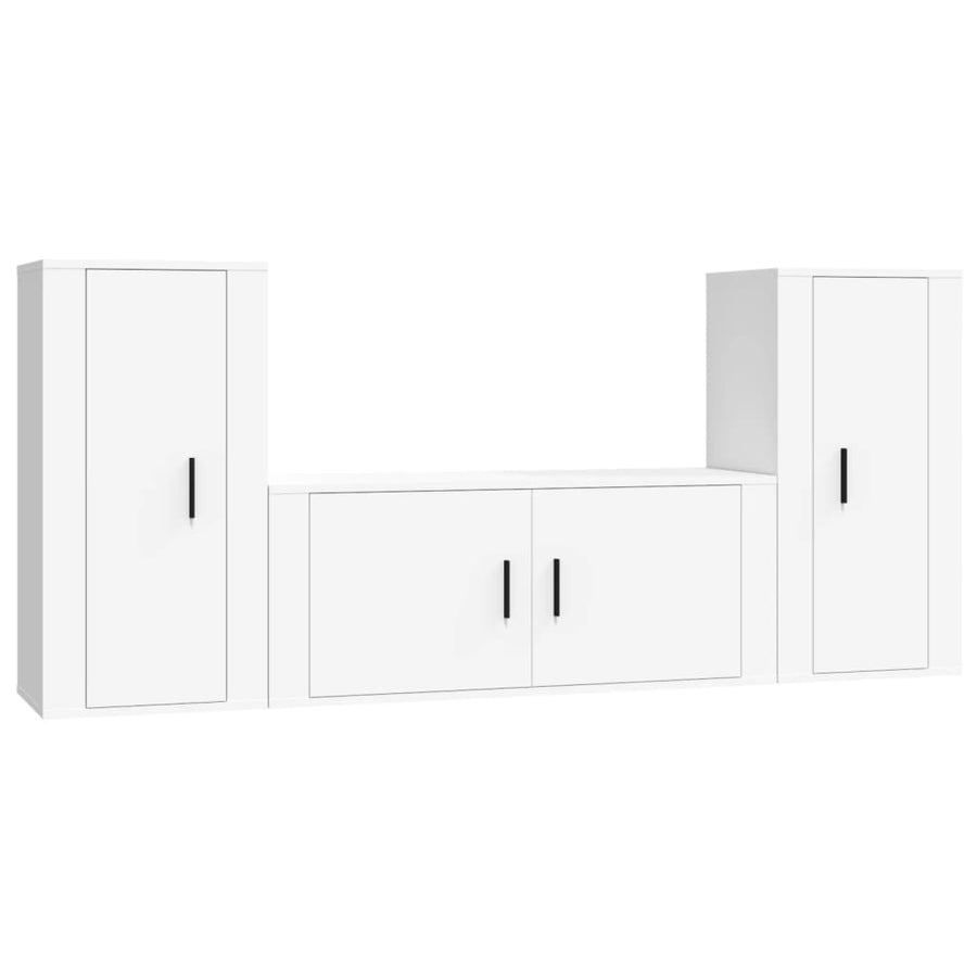 -Delige Tv-Meubelset Bewerkt Hout Wit
