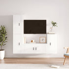 4-piece TV unit set distressed wood white