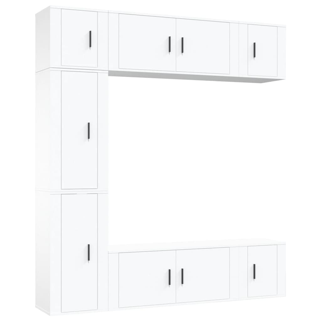 7-Delige Tv-Meubelset Bewerkt Hout Wit