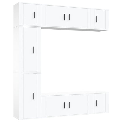 7-Delige Tv-Meubelset Bewerkt Hout Wit